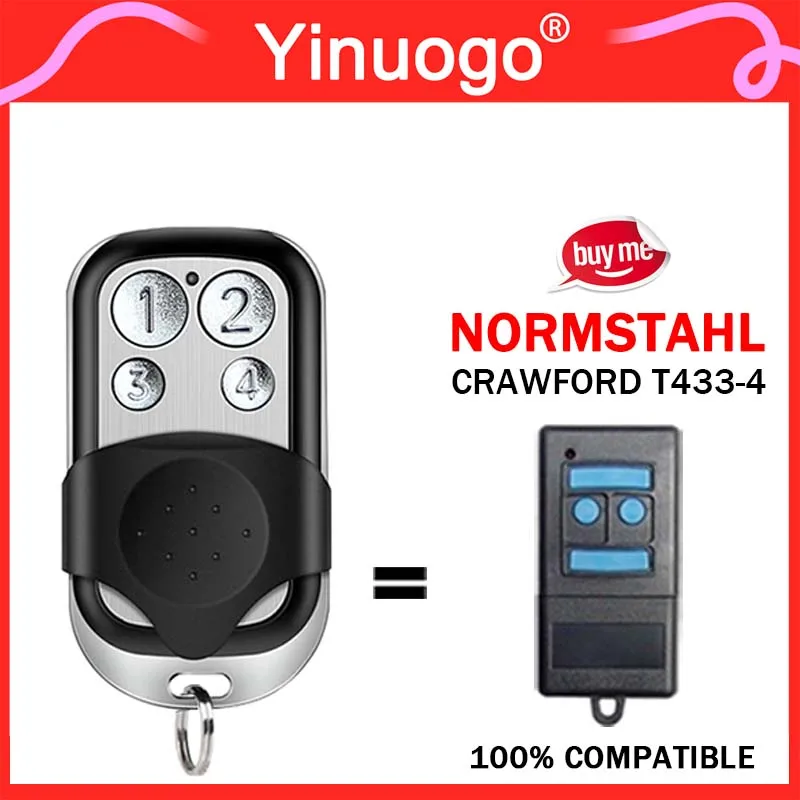 For Normstahl Crawford Standard Steel T433-4 Garage Door Remote Control 433.92Mhz Rolling Code Crawford T433 Remote Control