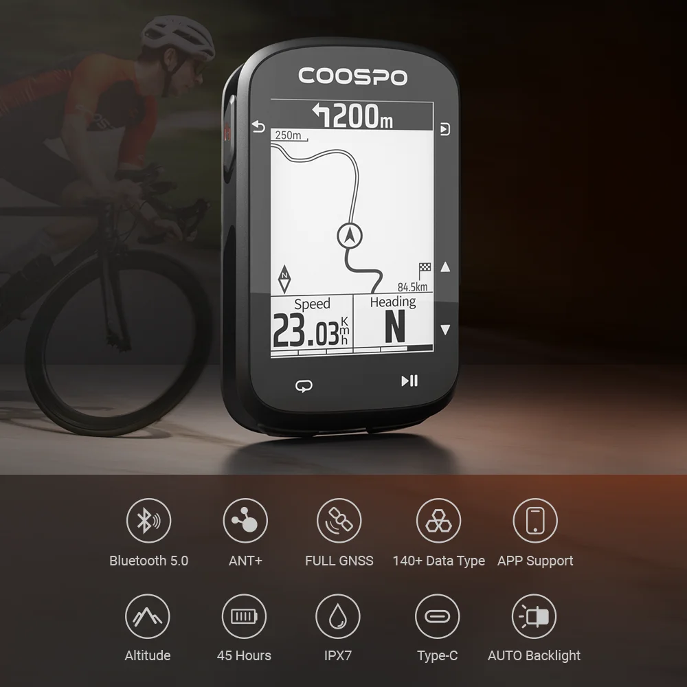 

COOSPO CS500 GPS Bike Computer Waterproof Wireless Cycling Odometer Route Navigation Cycle Stopwatch Bluetooth5.0 Speedometer