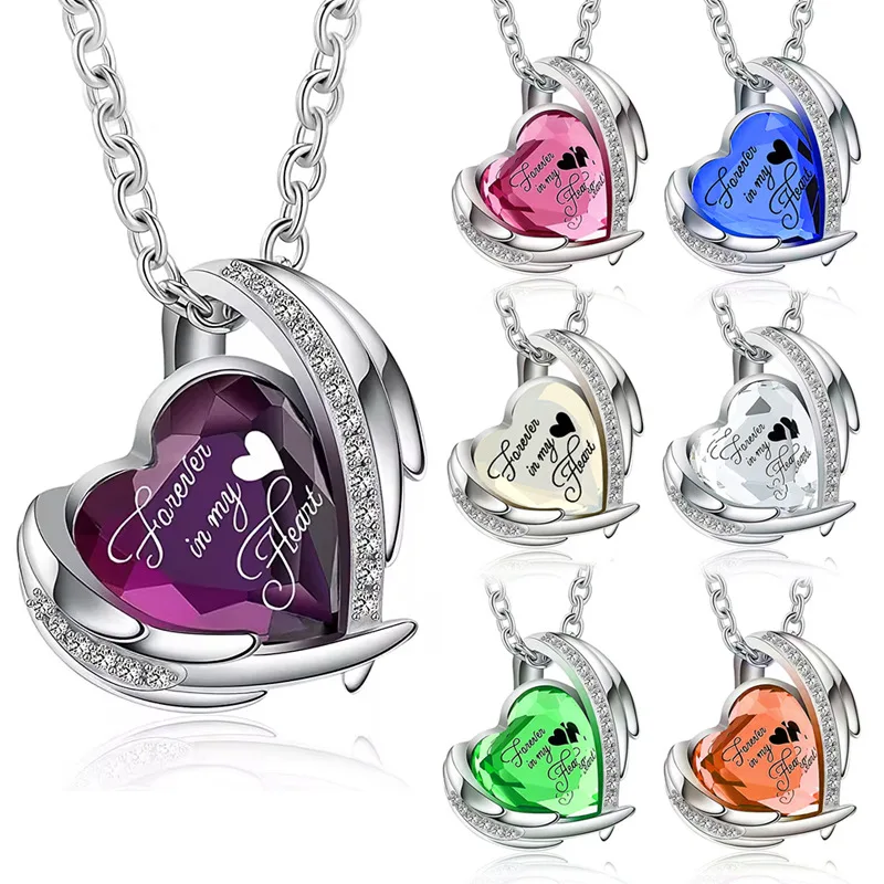 Stainless Steel Memorial Necklace Heart Crystal Cremation Urn Pendant Jewelry for Ashes Hair Keepsake Gift with Fill Set