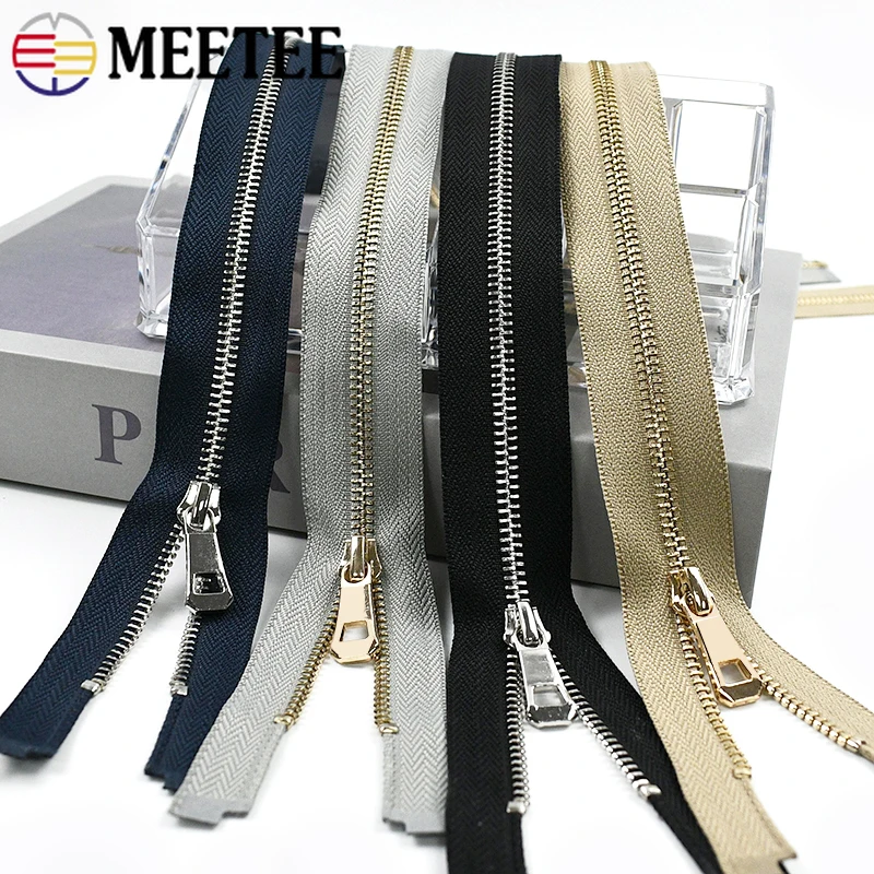 

2/5Pcs 5# Metal Zippers 35-85cm Open-End Zipper for Clothing Shoes Bags DIY Garment Auto Lock Zip Repair Kit Sewing Accessories