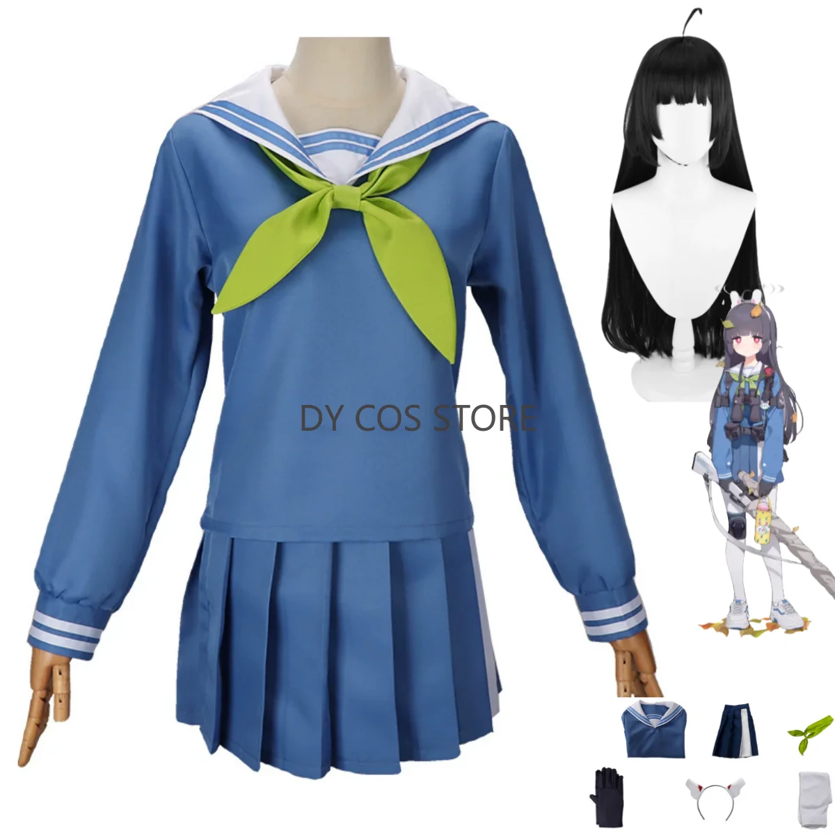 

Игра Blue Archive The Animation Kasumisawa Miyu Косплей Костюм JK Школьная форма Юбка Парик Женский Kawaii Campus Костюм моряка