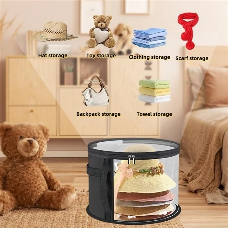 

A03F-2 шт. коробка для шляп, с ручкой и молнией для хранения женщин, складная коробка для мужских ковбойских шляп, дорожный футляр для бейсбола