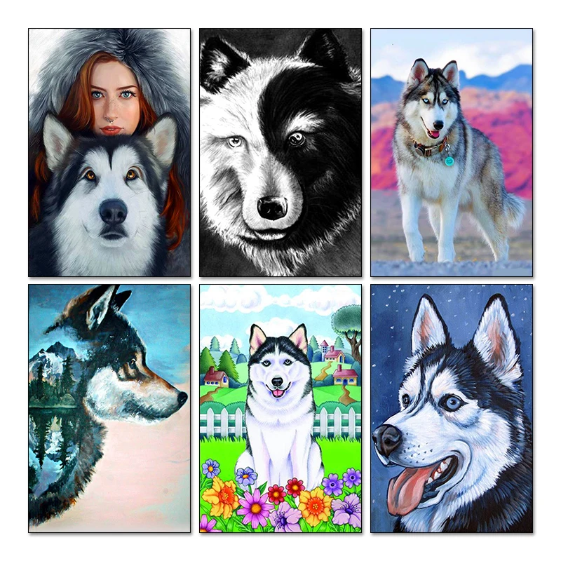 Handmade DIY Husky Anime Diamond Painting Kit Full AB drills Colorful Cross Stitch Embroidery Diamond Mosaic Home Decoration Art