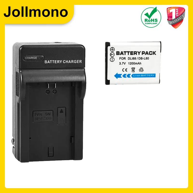 DB-L80 D-Li88  VW-VBX070 Camera Battery + LED USB Charger for Sanyo VPC-CG10 VPC-CG20 For PENTAX VPC-CG88 CG100