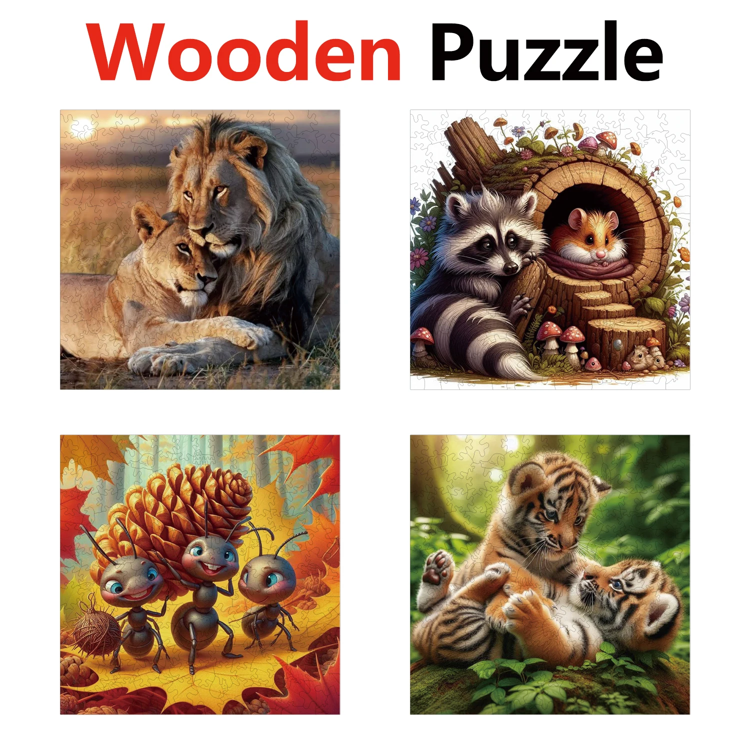 

Lion Koala Ant Tiger Animal Puzzles High Quality Jigsaw Puzzle Wooden Puzzle Best Christmas Gift
