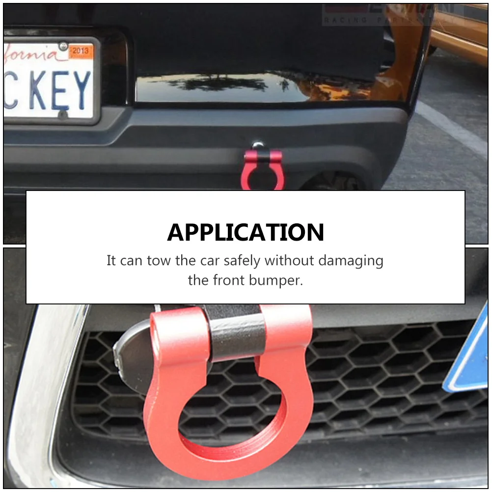 

Red Aluminum Tow Hook Front Rear Bumper Replacement High Strength Foldable Metal Towing Ring Front Bumper Tow Hook