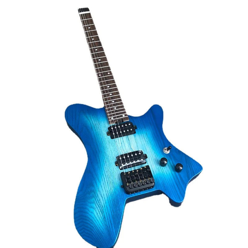 Headless Electric Guitar Blue Purple Colors 6 Strings Steinberger Shaped Portable Metal MusicTravel Accept Custom Any Style