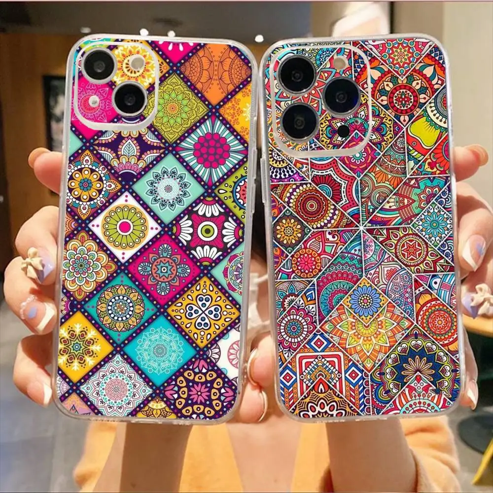 

Retro Art Pattern Phone Case For iPhone17,16,15,14,13,12,11 Plus,Pro Max Soft Transparent Cover
