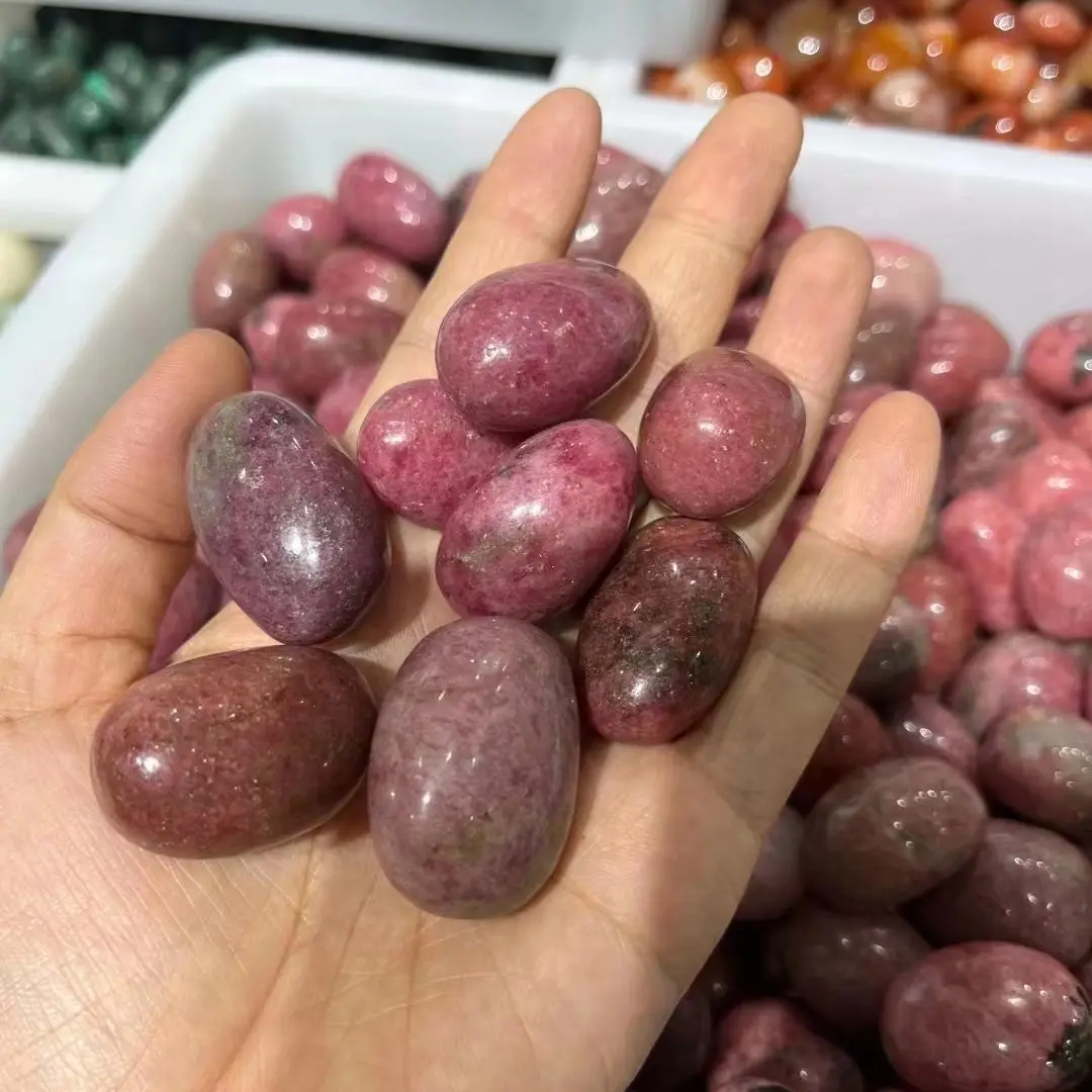 

1kg/bag Natural rose red Rhodochrosite gravel stones Rock Crystal Quartz Mineral healing Fish Tank Decoration Oval rolling stone