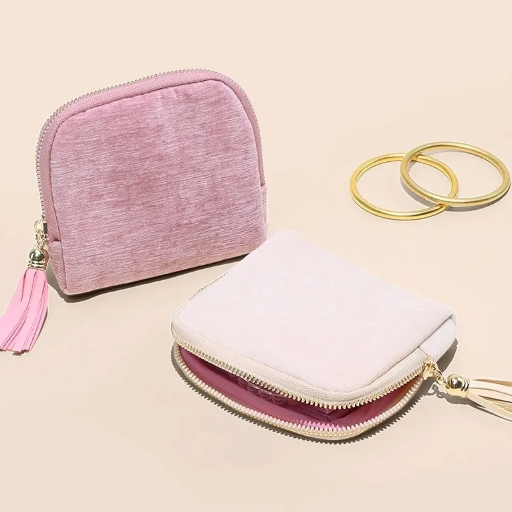 

Фланелевой дорожный футляр для ювелирных изделий с кисточками на молнии, мини-органайзер для ювелирных изделий, портативный с отделениями, сумка для хранения ювелирных изделий