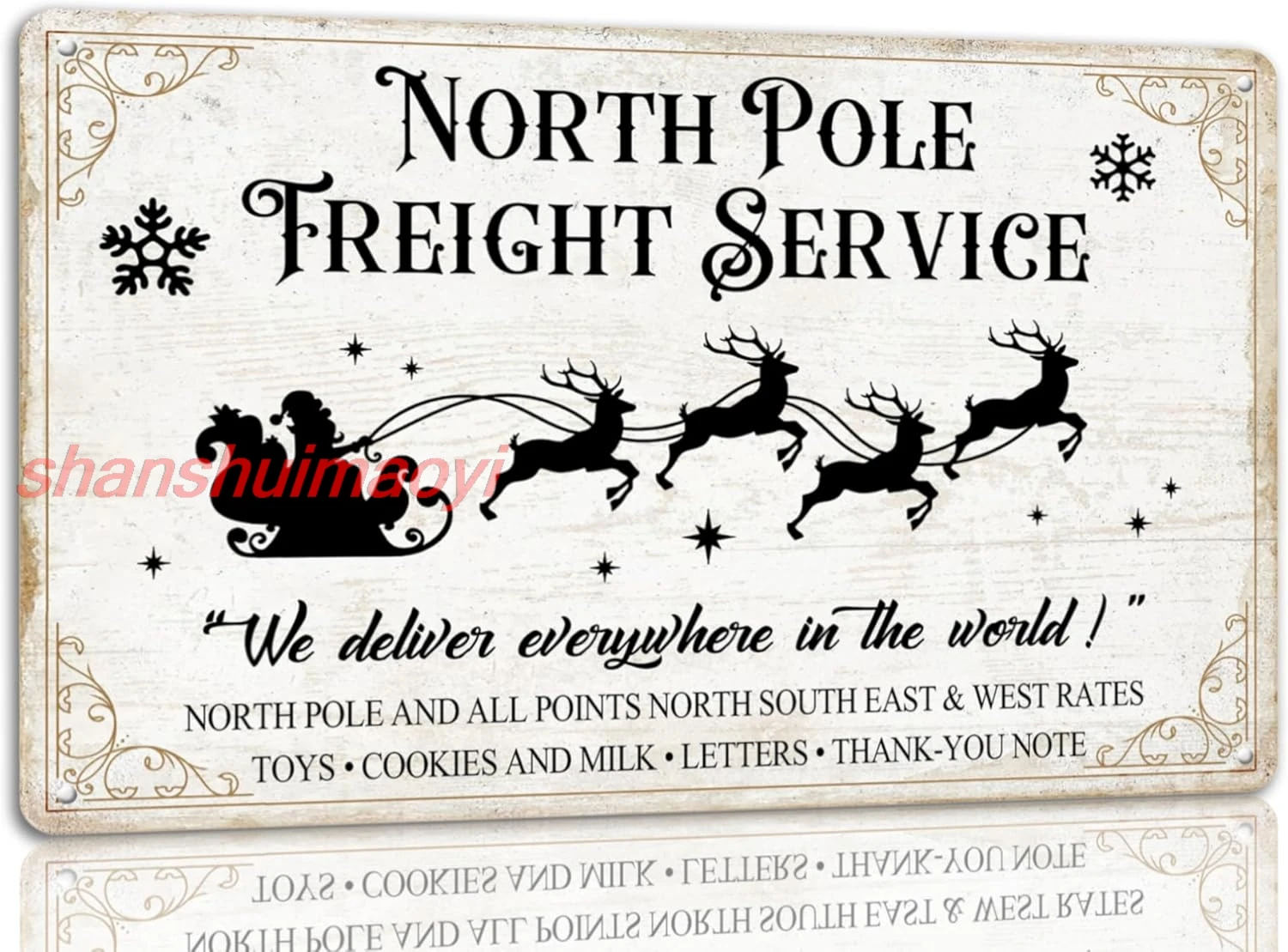 North Pole Freight Service Tin Sign Vintage Christmas Metal Signs Funny Santa Sign Christmas Wall Art Decor For Home Cafe S SGH