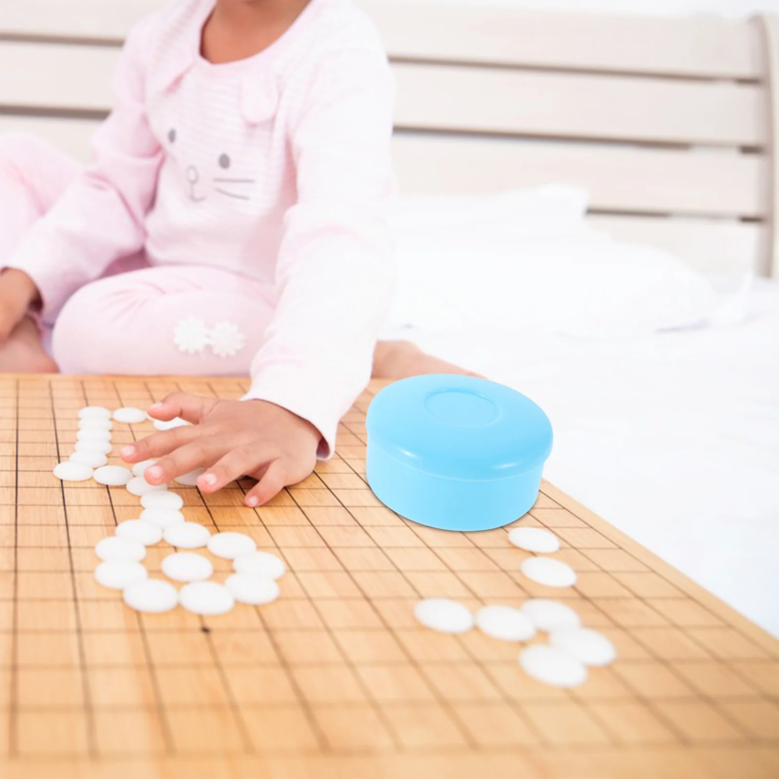 

Go Chess Pieces Pot Game Jar Plastic Storage Container Multicolor Round Holder for Kids Students