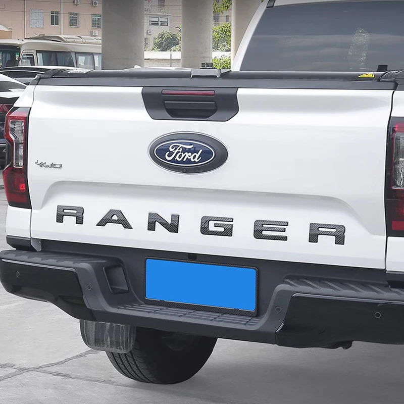 For Ford RANGER T9 2022 2023 2024  ABS 3D Trunk Letter Decal Stickers Carbon Fiber Grain Protector