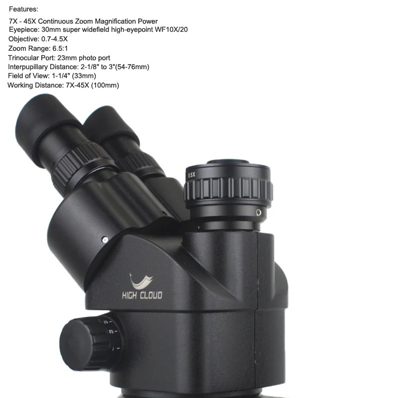 3.5-90X Zoom Trinocular Stereo Microscope Set + 2K 4K 48MP 55MP HDMI USB Pype-C VGA TF Video Camera + Auxiliary Objective Lens