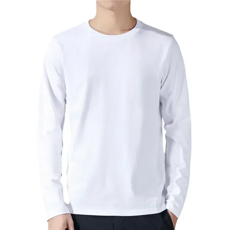 T Shirt For Men Cotton Long Sleeve T-shirts Solid Color Men's Clothing Full Length Sleeve For Spring And Autumn Undershirts image 4