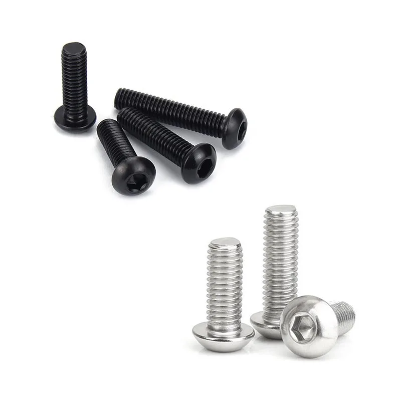 

5-50pcs ISO7380 M2 M2.5 M3 M4 M5 M6 M8 304 A2 Round Stainless Steel or Black 10.9 grade Hex Socket Button Head Allen Bolt Screw