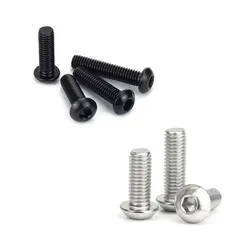 5-50pcs ISO7380 M2 M2.5 M3 M4 M5 M6 M8 304 A2 Round Stainless Steel or Black 10.9 grade Hex Socket Button Head Allen Bolt Screw