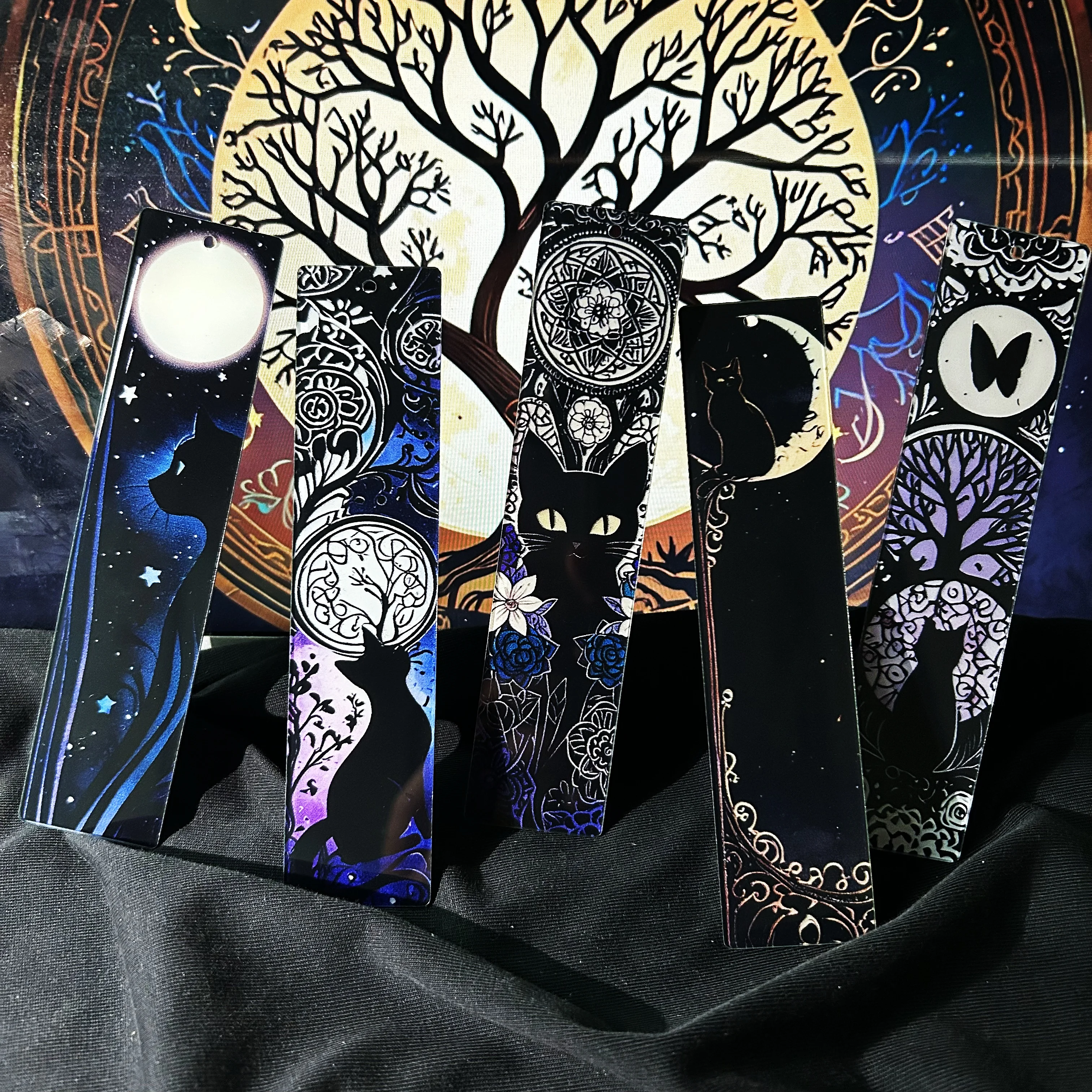 10 sztuk akrylowe zakładki artykuły do nauki dla uczniów artykuły papiernicze prezenty wystrój prezenty książka biuro drzewo życia Halloween czarny kot