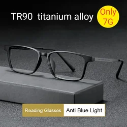 Ultra Light Titanium Alloy Reading Glasses for Men Anti Blue Light Radiation Presbyopia Glasses +1.0 To +4.0