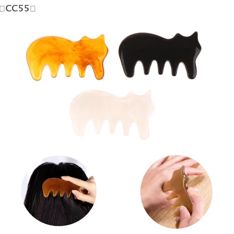 

〔CC55〕Cat Massage Comb Head Face Fascia Scalp Gua Sha Massager Thickened Resin Facial Wide Tooth Guasha Scraping Body Massage