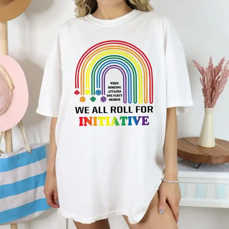 We All Roll for Initiative Shirt, LGBT Equality TShirt, LGBT T-shirt, Pride Month Shirt, Board Game Tee