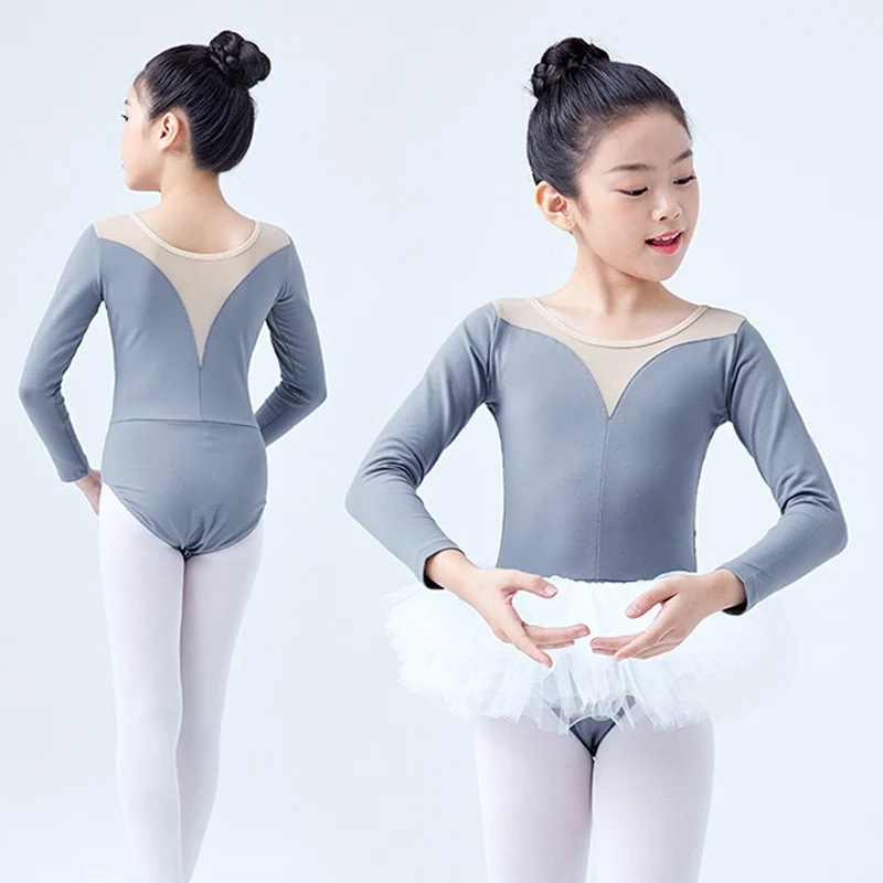 Girls Teen Ballet Leotard Mesh Splice Gymnastics Leotards Ballet Dance Bodysuit Black Short Sleeve Children Ballet Costumes