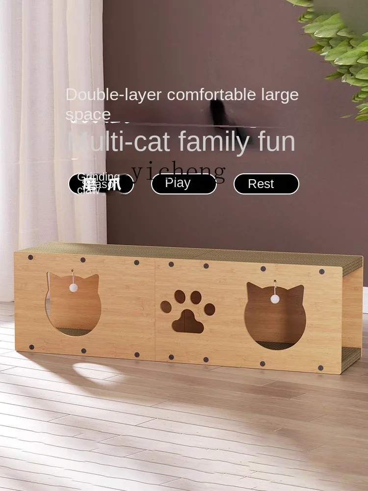 Tqh Cat Scratch Board Integrated Tunnel Corrugated Paper Wear-Resistant Non-Chip Vertical Double-Layer Cat House Grinding Claw