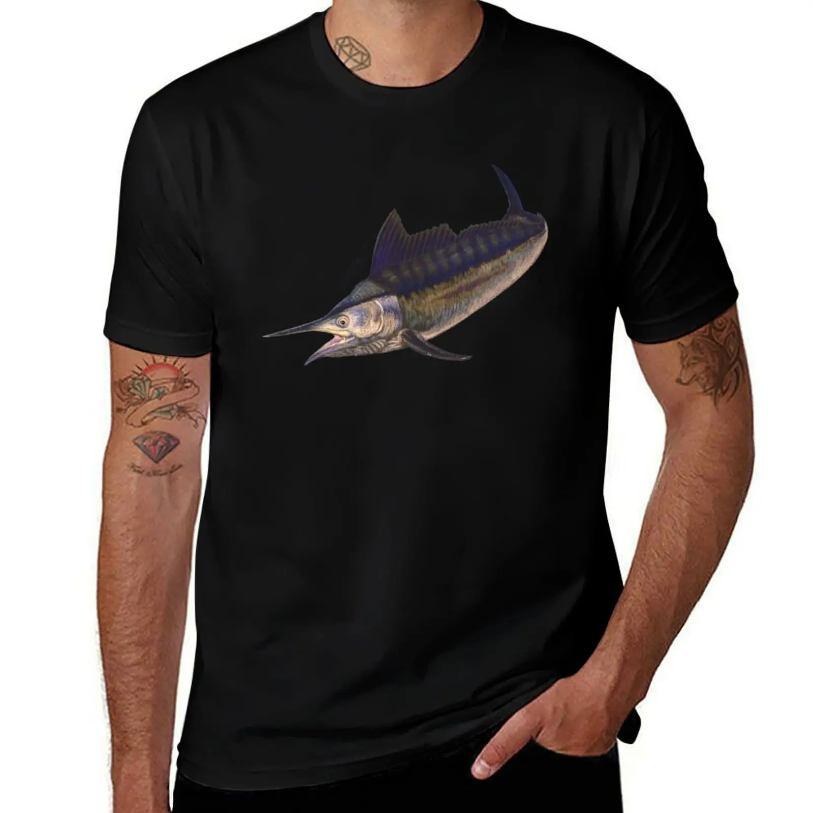 Striped Marlin T-Shirt Big and Tall Solid Color T-Shirt