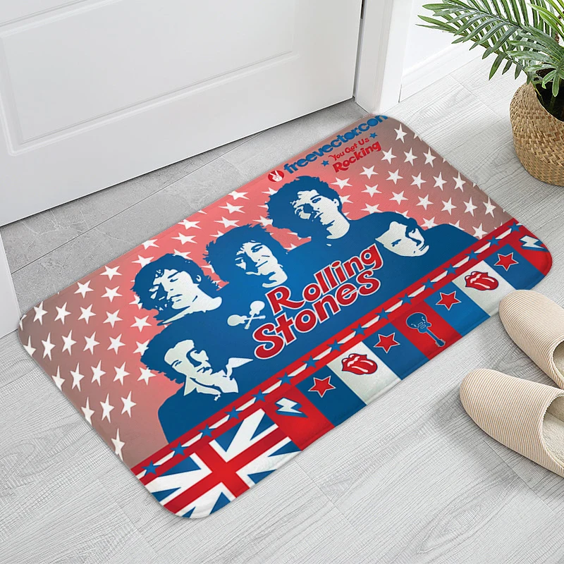 Rug for Bedroom A-Rolling A-Stones Band Living Room Floor Carpet Anti Slip Kitchen Bathroom Mat Funny Doormat Entrance Door