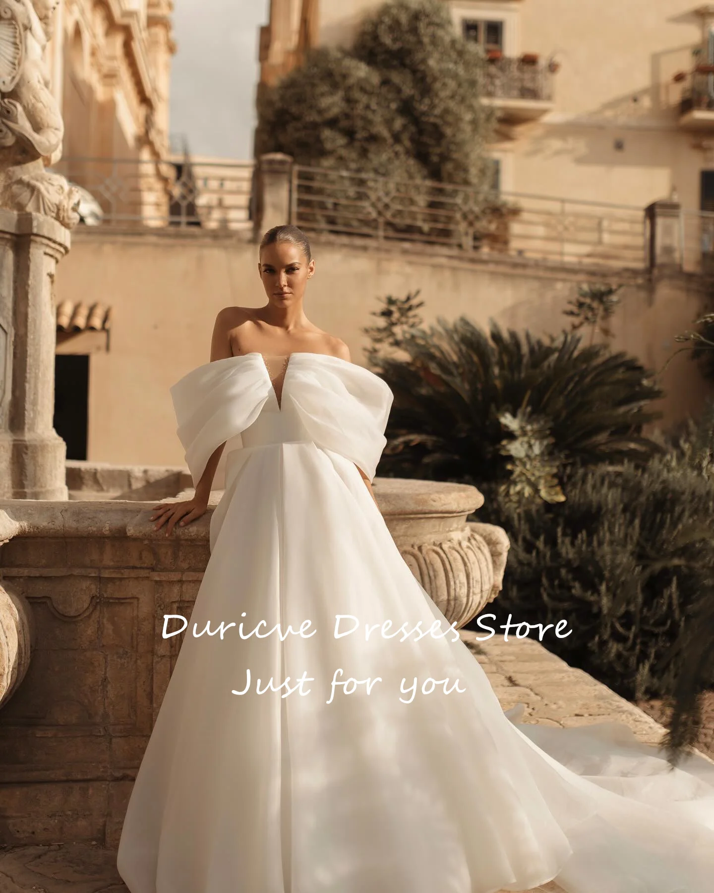 Duricve Customized Vestido De Noiva Organza Wedding Dresses Off the Shoulder Beading A-Line Boho Bridal Gown 2027