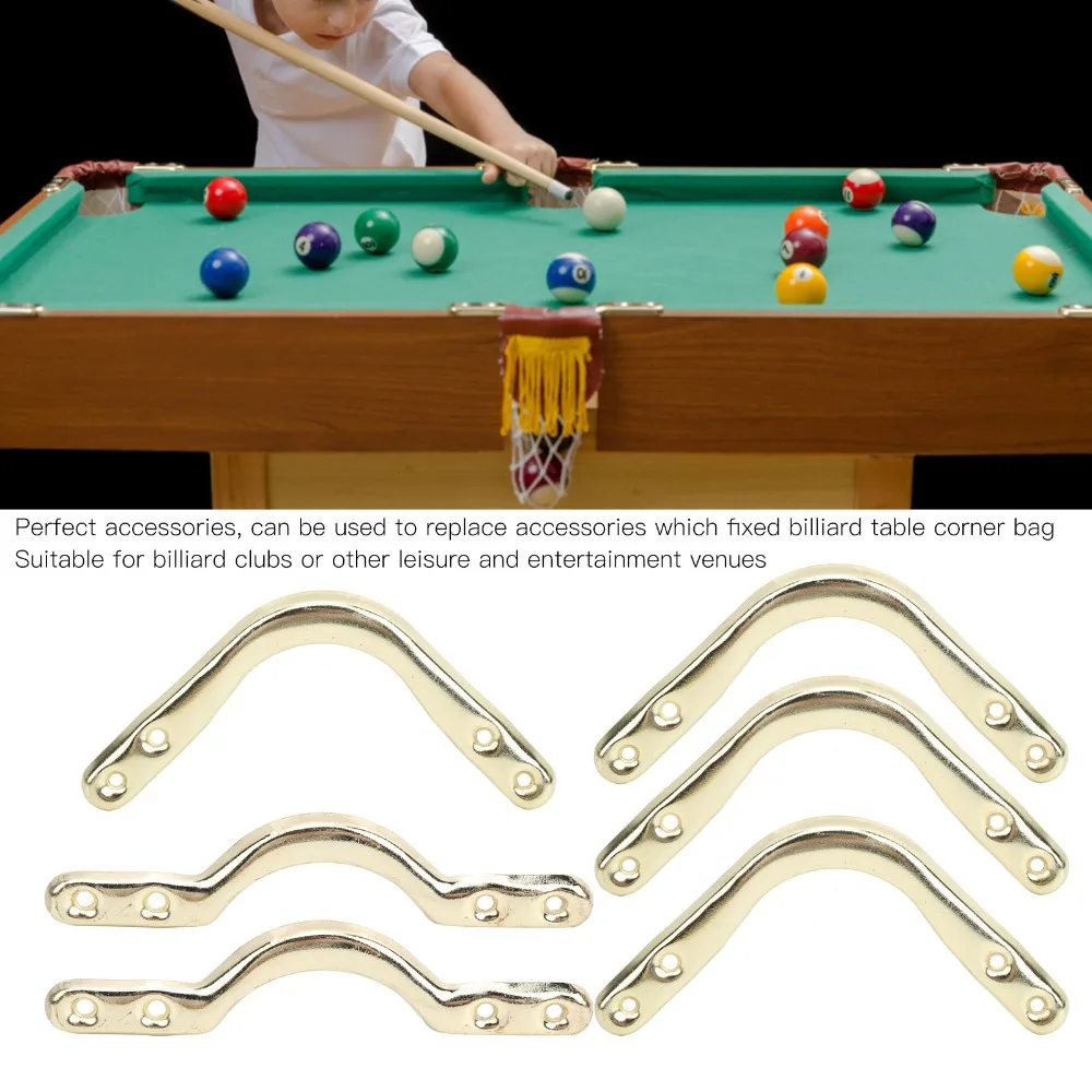 

6Pcs Billiard accessories 14CM Billiards Corner Set Fixator Billiards Net Corner Iron Pool Table Pocket Brackets Web Net Bags