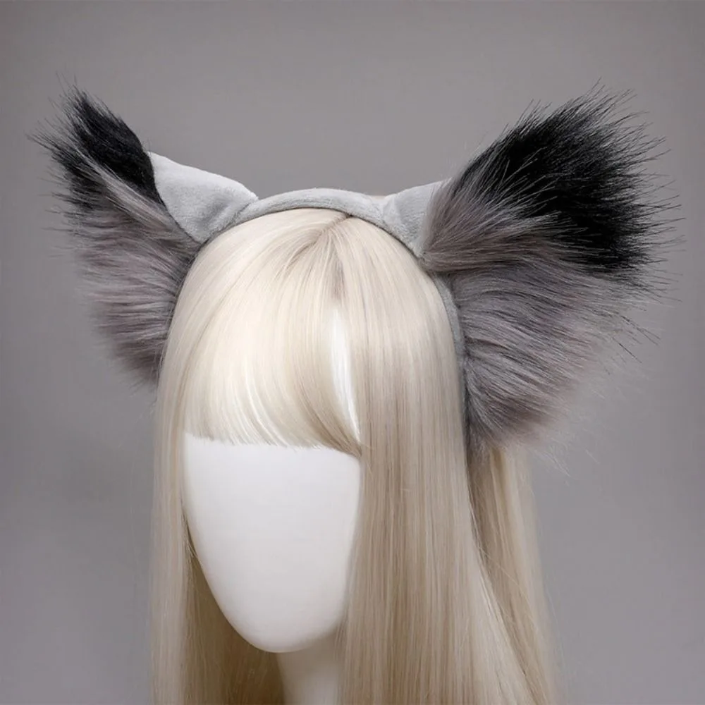 Gothic Plush Fox Cat Ears Headband Artificial Cute Wolf Ear Hair Band Cosplay Hair Accessories Halloween Party Headwear