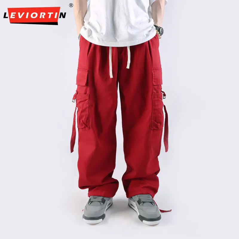 2025 Four season new American wide leg work pants, loose straight leg casual men's and women's paratroopers, retro pants