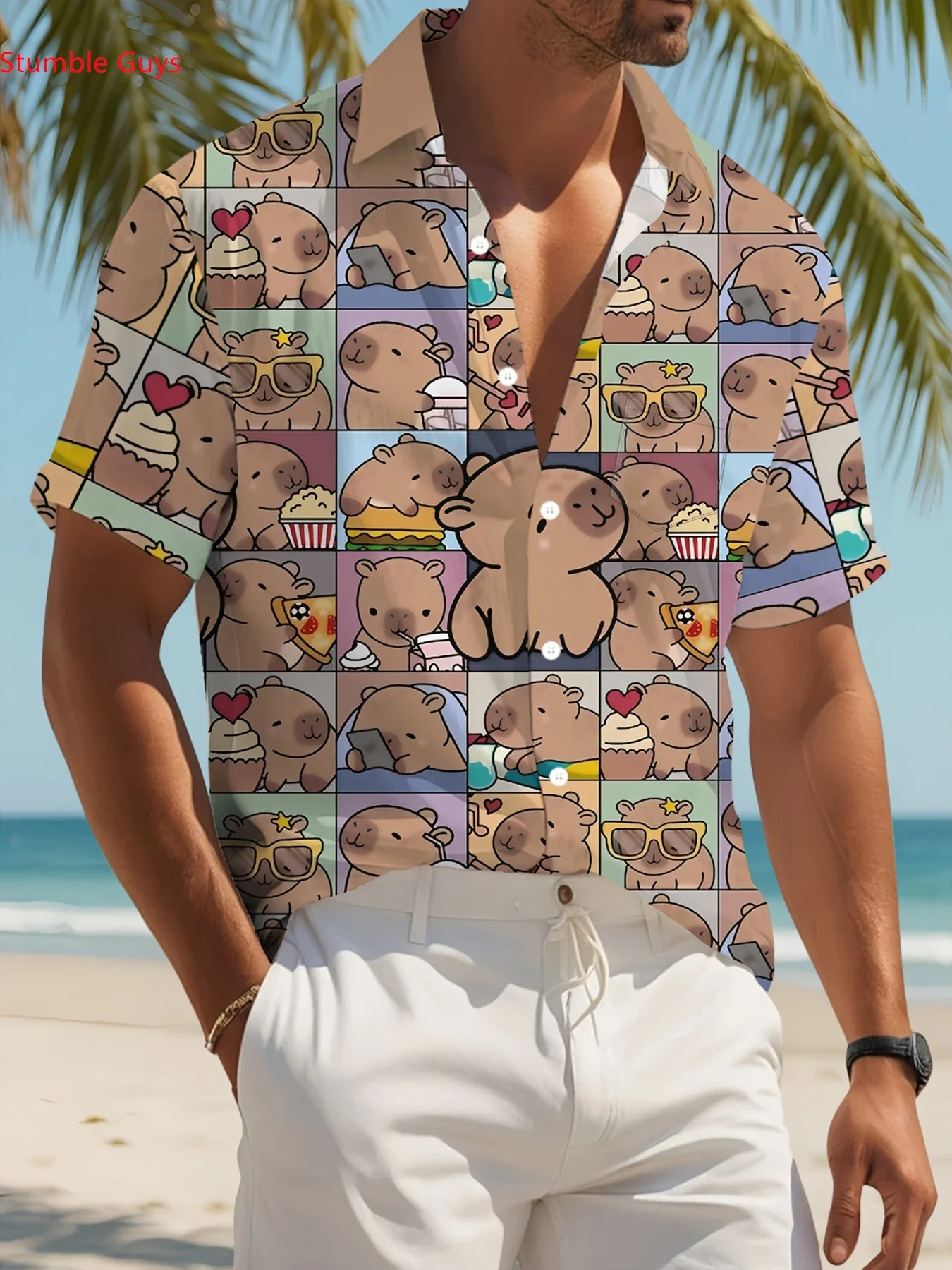 

Summer 2026 Men's Casual Shirt Hawaiian Man Women Short Sleeve Vibrant Beach Party Print Tops