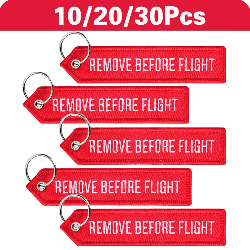 

10-30Pcs Remove Before Flight Chaveiro Key Chain for Cars Red Key Fobs OEM Keychain Jewelry Aviation Tag Embroidery Key Chains