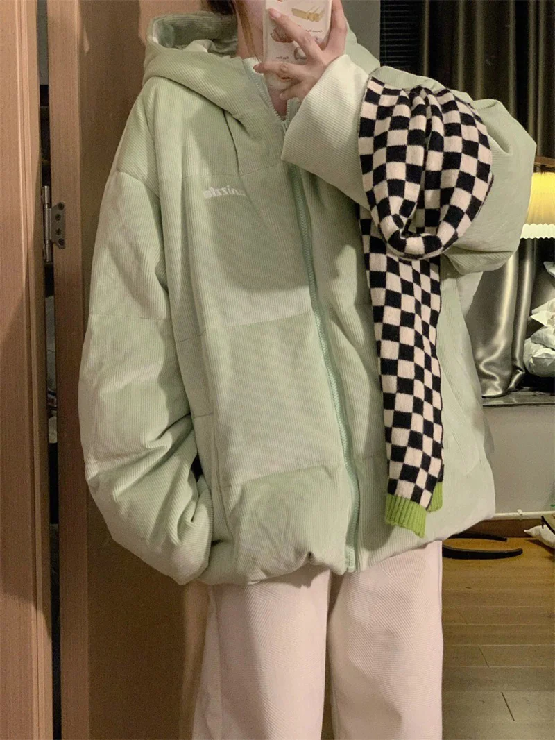 Winter Cotton Robe Women's New Korean Edition Ins Corduroy Hooded Bread Robe Milk Fufu Student Thick Cotton Robe Cotton Jacket