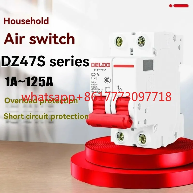 DELIXI 25A Mini MCB Circuit Breaker 2-Pole Rail DZ47s Small Size Copper Material with Lithium Protection