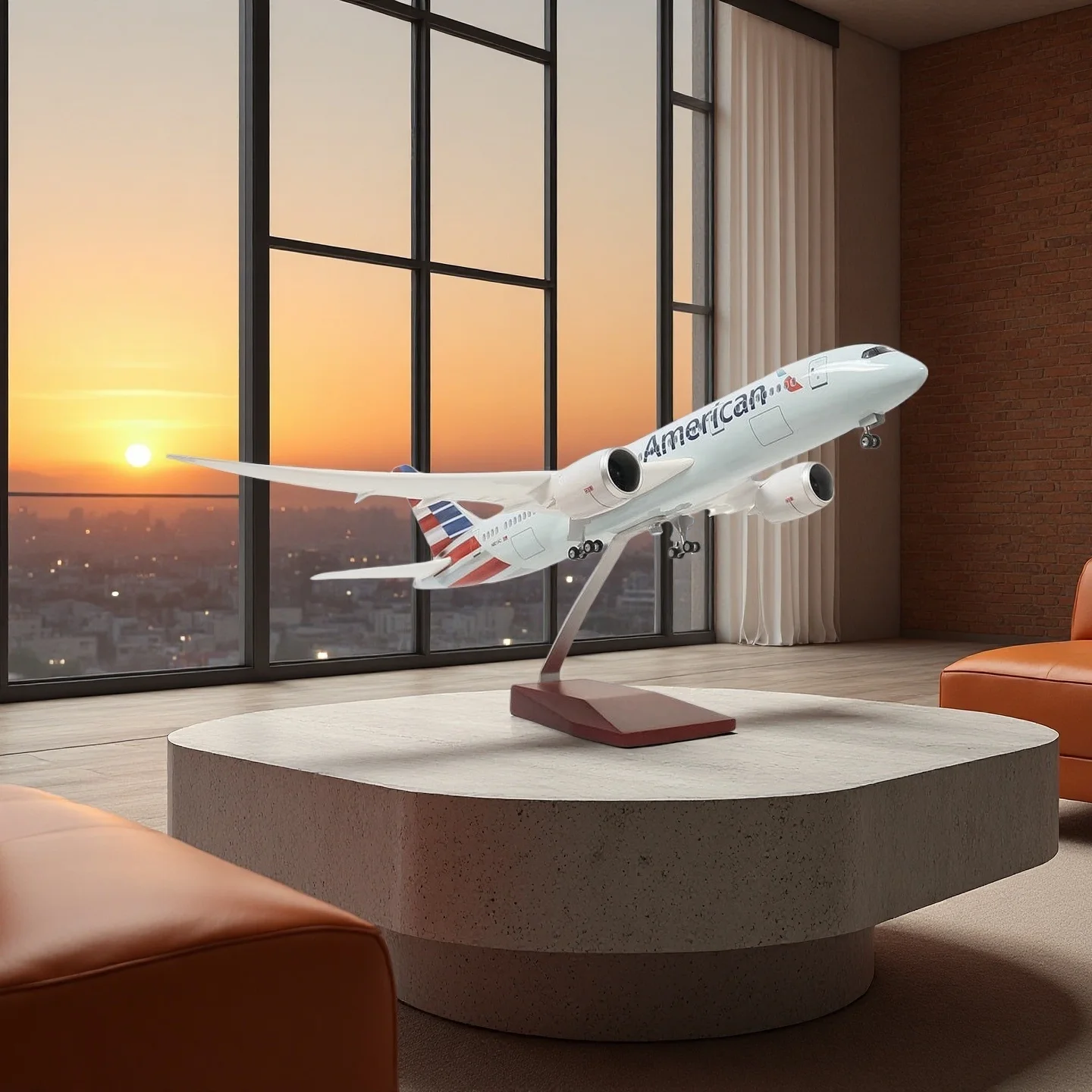 

1:130 Scale Toy Plane Model B787 American Airlines Resin Diecast Airplane With Light and Wheel for Colelction Display Toy Gift