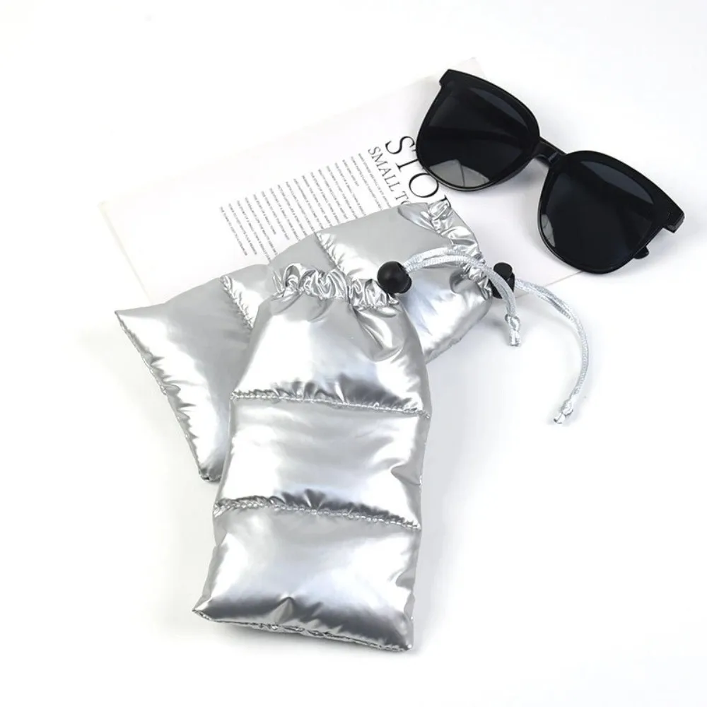 

Trendy Soft Sunglasses Case Portable Drawstring Reading Glasses Pouch Silvery Eyewear Holder Travel Accessory