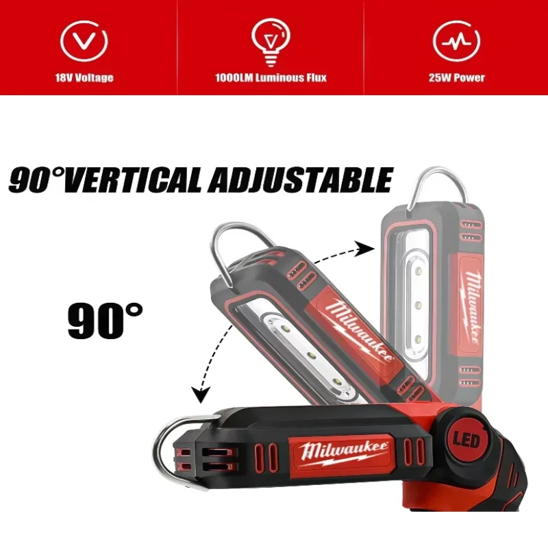 ميلووكي للبطارية 20 فولت LED ضوء العمل السوبر مشرق 90 درجة كليب على ضوء ليثيوم M18 كشاف ضوء الإضاءة في الهواء الطلق التخييم