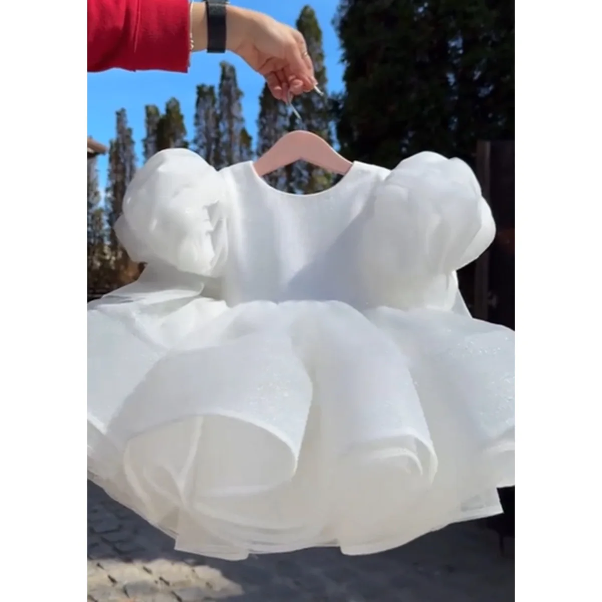 

Лето 2025 г., сетчатое платье с пышными рукавами для девочек, платье принцессы для дня рождения, звездное тюлевое свадебное платье для выступлений для маленьких девочек