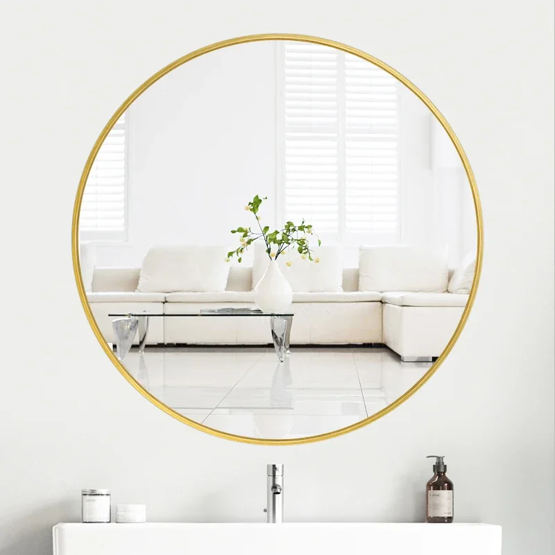 Black Bathroom Mirror Round Aesthetic Makeup Bathroom Mirror Wall Mounted Designed Espelho Redondo Bath Accessories CC50BM