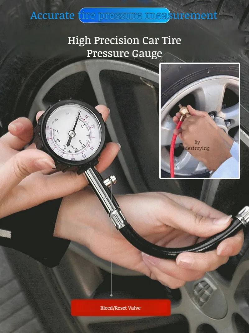 High precision car tire pressure gauge with deflation tire pressure gauge long hose mechanical test tire pressure gauge monitor