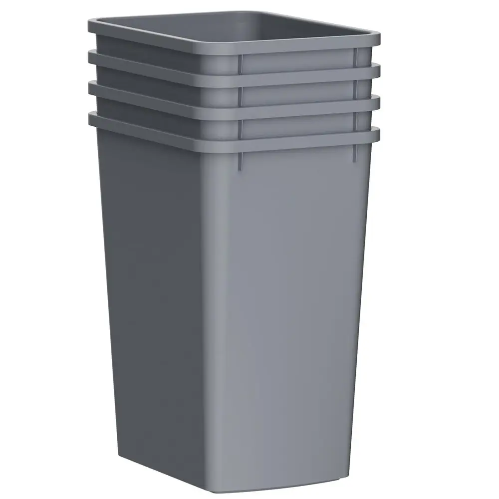 

9-Gallon Slim Waste Bin, 4-Pack, Grey, Under Cabinet Trash Can for Kitchen, Bedroom, Office, and Bathroom
