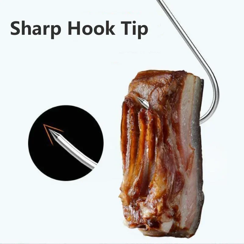 5/10/20Pcs Hanging Meat Stainless Steel Sharp Prong S-Hooks Heavy Duty Butcher Processing Hanger for BBQ Pork Sausage Bacon Hams