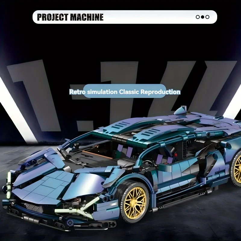 

Technical Racing Sport Car Model Building Blocks technic adults 1:14 DIY Supercar Brick Puzzle Toys Adult Gift（1280+granule）