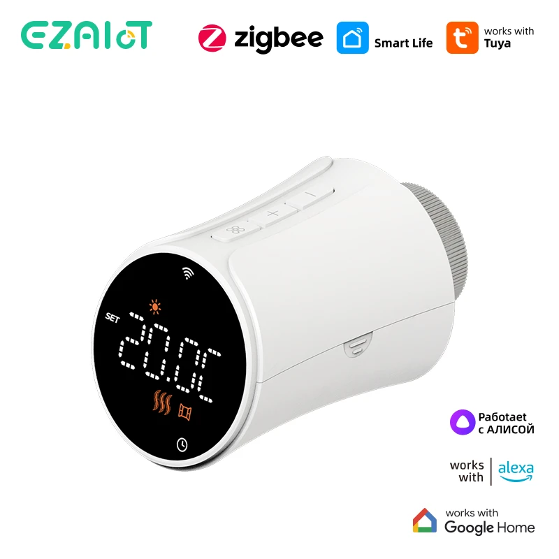 Smart tuya zigbee thermostat radiator valve TRV actuator heating temperature Controller battery power with alexa google home