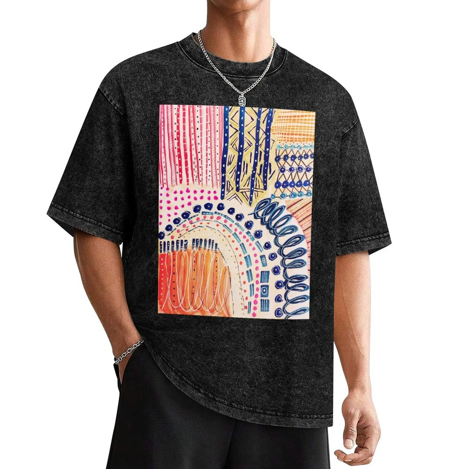 Shakti Abstract Hand Painted Design T-Shirt kawaii clothes cute clothes T-shirts for men cotton