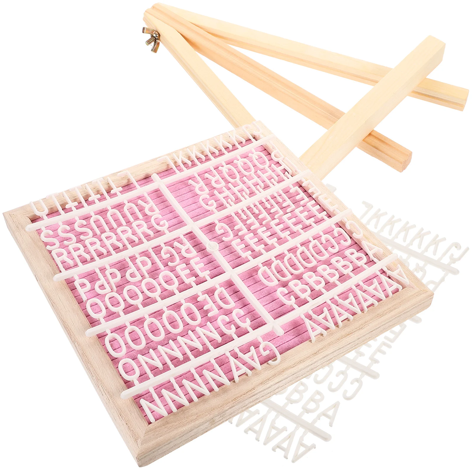 Pink Felt Wooden Alphabet Board 240 Letters Frame Baby Shower Wedding Birthday Decor Message Display Home