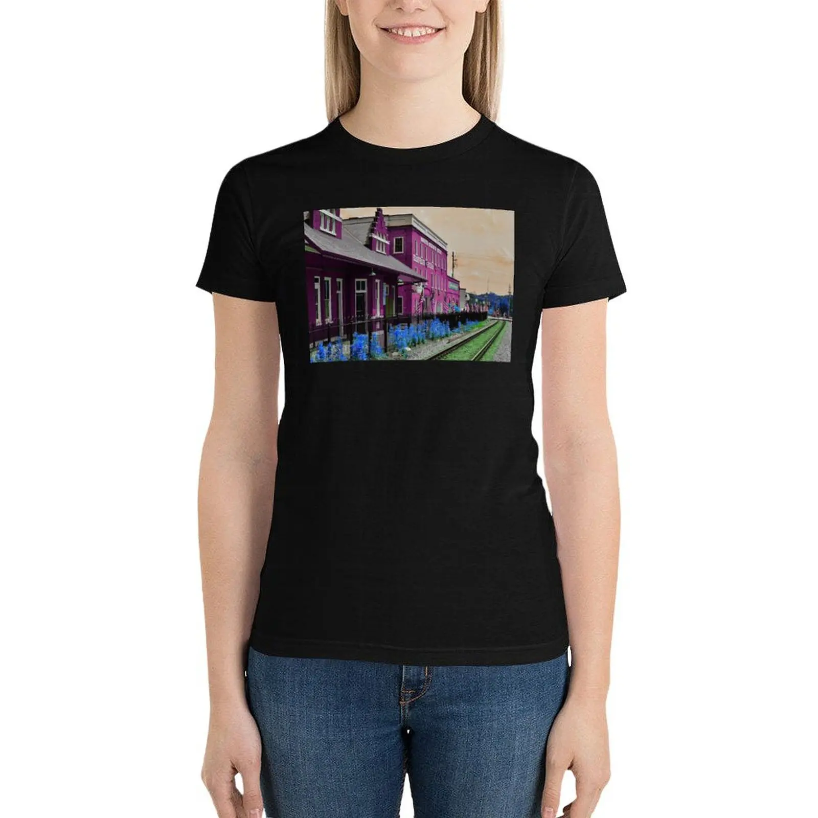 

Walking through my technicolor daydream T-Shirt anime clothes oversized Women's summer blouses 2024